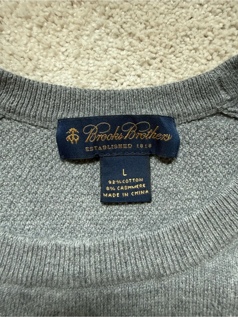 Brooks Brothers Light Grey Crewneck Sweater